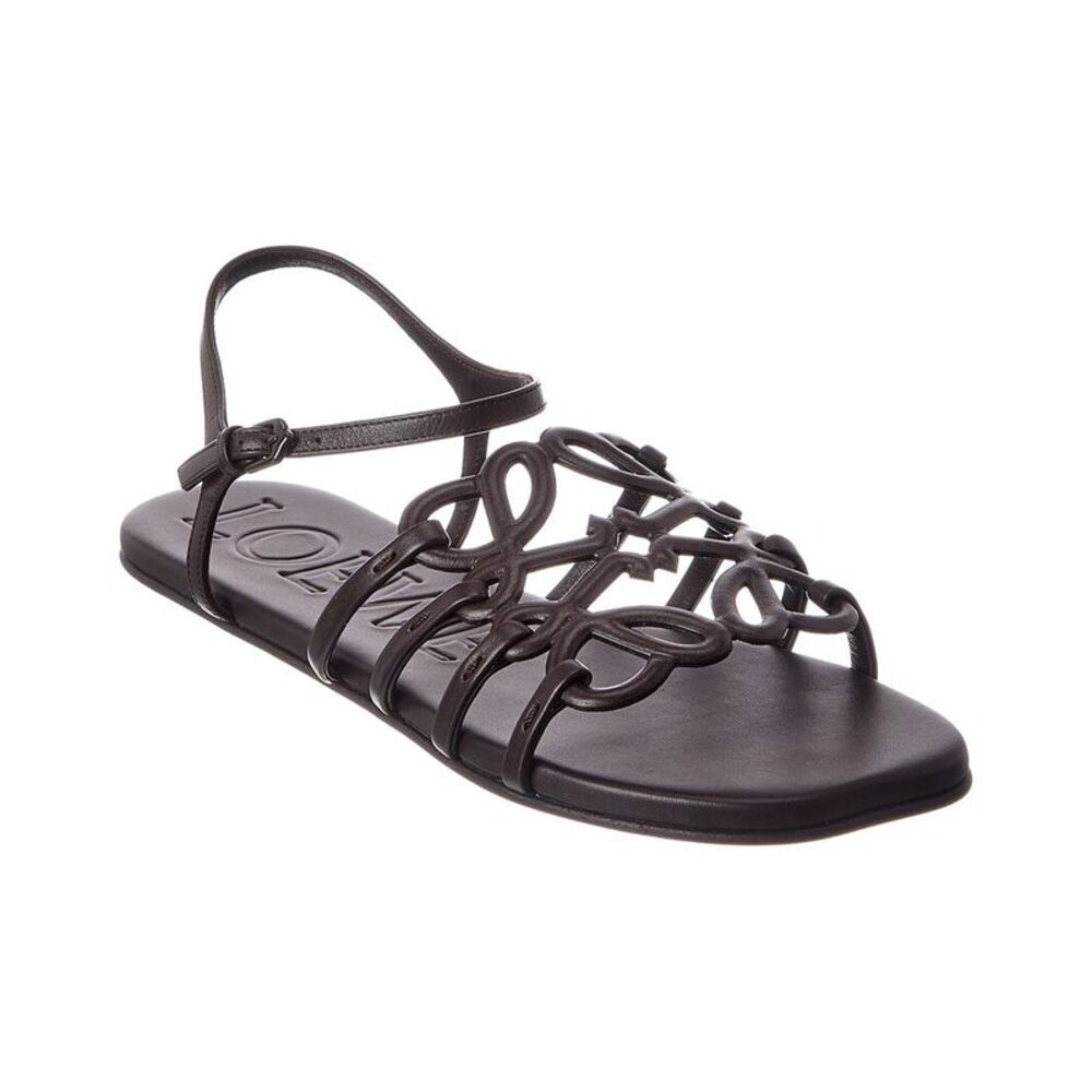 Loewe Petal Anagram Leather Sandal, Brown